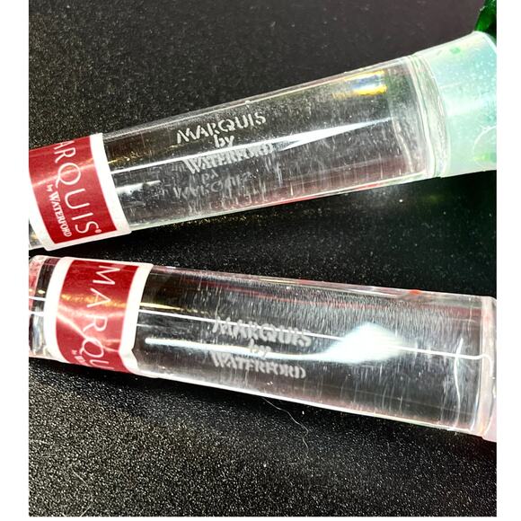 NEW Waterford Marquis Set (2) CRYSTALLINE BOTTLE STOPPERS Red Green 5" Brookside - Picture 5 of 9